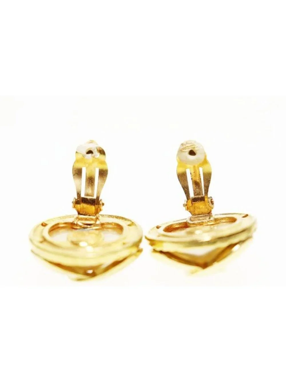 Chanel Vintage Faux Pearl CC Logo Earrings Gold Aa